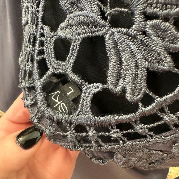 NWOT Sky Plunge Neck Mini Dress with Crochet Lace Back, size L - Picture 5 of 7